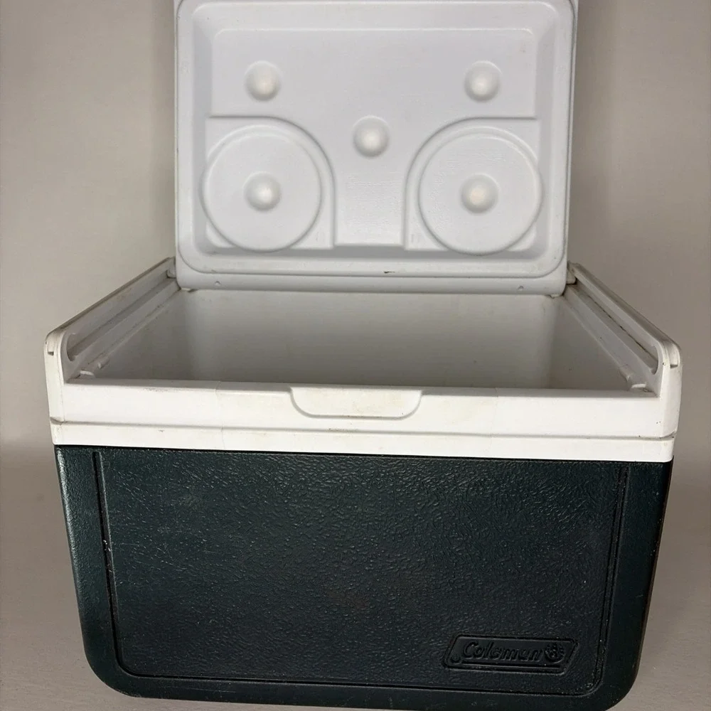 Vintage Coleman 6 Pk 5 Qt Lunch Box Dark Green White Cooler Model 5205